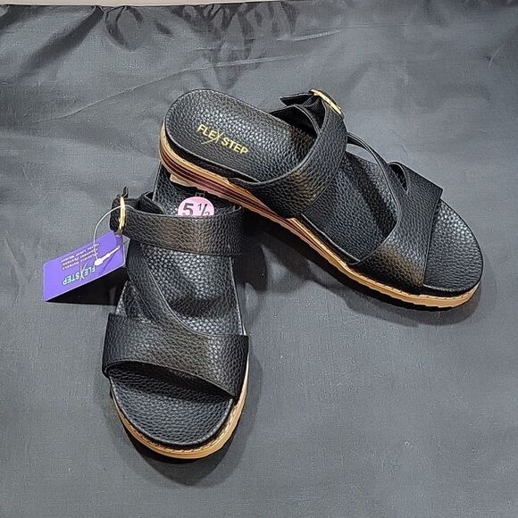 BRAND NEW FLEXSTEP  DOUBLE STRAP ADJUSTABLE BUCKLE FLAT SANDAL - Picture 2 of 14